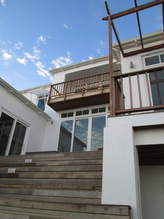 View up steps towards the home