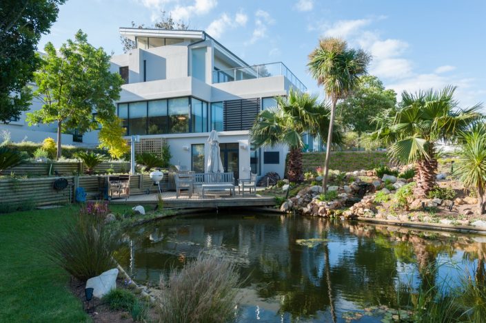 Pond and South Elevation